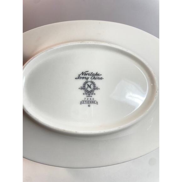 Vintage Noritake Ivory China Etienne 7260 Gravy Boat Bowl with Matching Plate - Picture 9 of 13